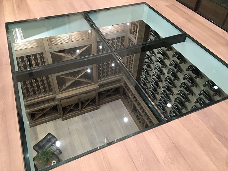 wood flooring and wine cellar